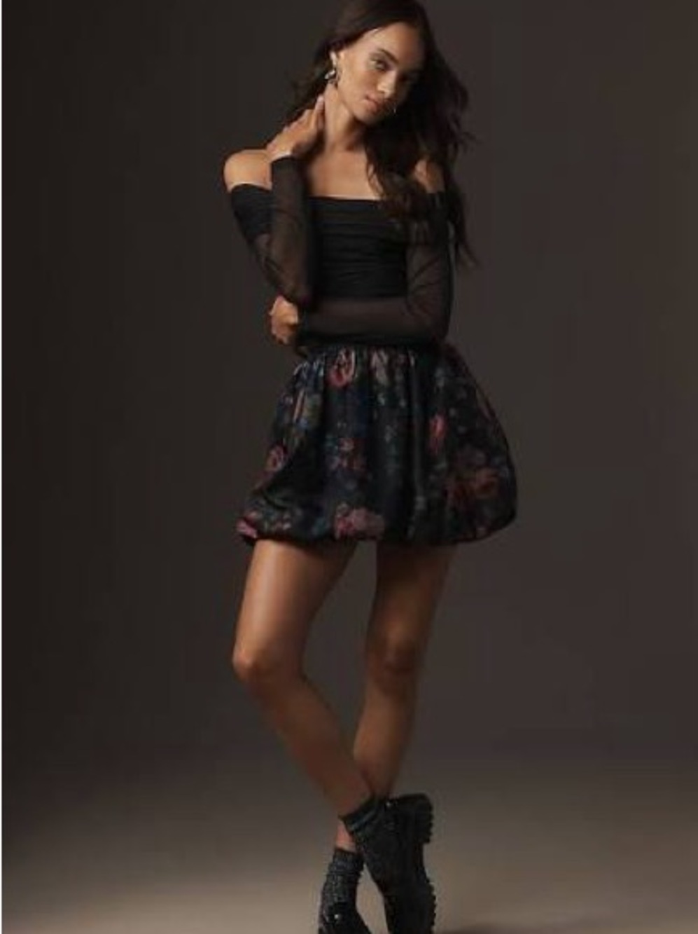 Anthropologie NWT Fall Bubble Hem Floral Miniskirt, Small